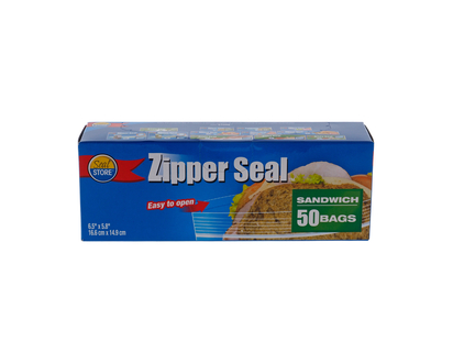 ZIPPER SEAL 50 ct Zippered Sandwich Bag - 50 ct/16.51x14.9cm