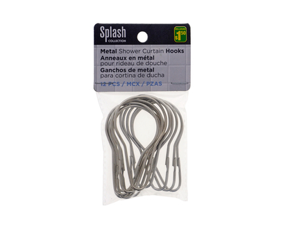 SPLASH! 12pc Metal Shower Curtain Hooks - 12pc