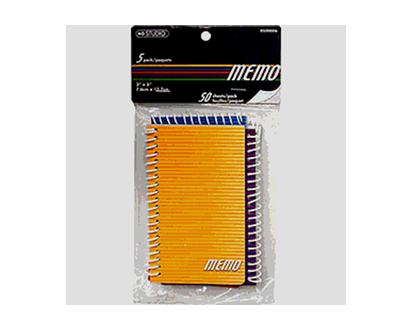 3Pk Top/Side Spiral Memo Book - 3pk x 100 pages, 60gsm, 3" x 5"
