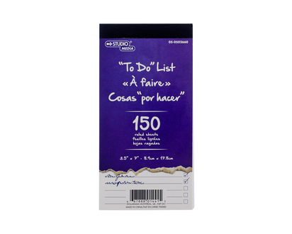STUDIO Carnet liste d'achats/faire relié - 150 feuilles, 58gsm, 3.5" x 7"