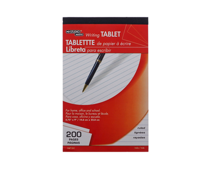 STUDIO Top Bound Ruled Writing Tablet - 200 pages, 56gsm, 5.75" X 9"