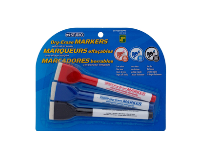 STUDIO Dry Erase Markers with Eraser - 6"