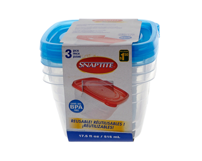 SNAPTITE 3pk Reusable Containers - 500ml