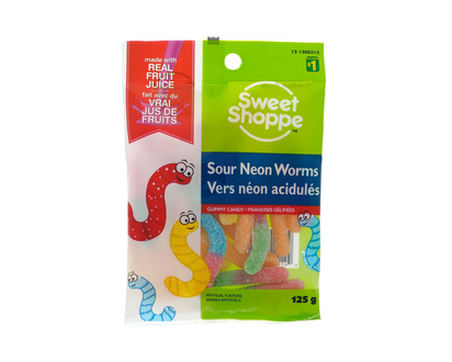 FRUITEE GUMMEE Sour Neon Worms-Assorted - 125g