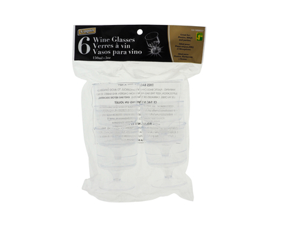 COGAN 6pc Plastic Wine Glasses - 6pk/5oz