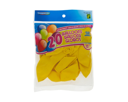 20un 12po Ballons - Jaune - Pqt 20/12po
