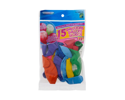 15ct/12" Happy Birthday Balloons - 15pk/12"