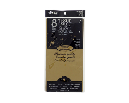 8pk Tissue Wrapping Paper - Gold - 20"x20"