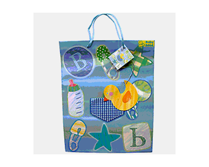 Grand sac-cadeau motifs assortis p/bébé - Grand