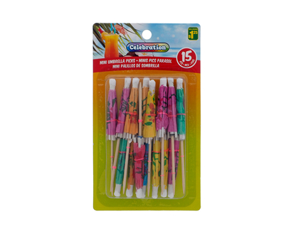 Mini Umbrella Picks, 15pc - 4"