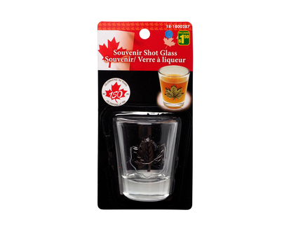 Shot Glass With Pewter Maple Leaf