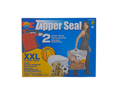 Zipper Seal XXL Plastic Bag, 2 Pack - 20" x 24"