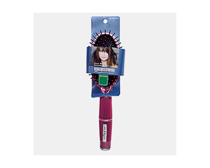 Plastic Hair Brush Asst. W/Rubber Grip - on a card