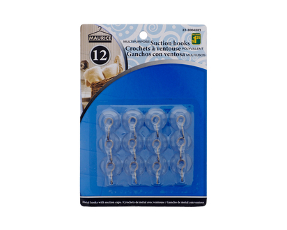 Metal Suction Hooks on a Card 12un - Assorted