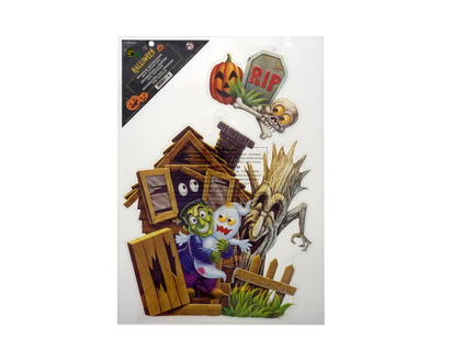 Halloween 1 or2 Window Decoration W/ Cup - 16.5"x11.75"