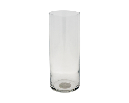 Cylindrical Clear Glass Vase - 9"H X 3.5"D