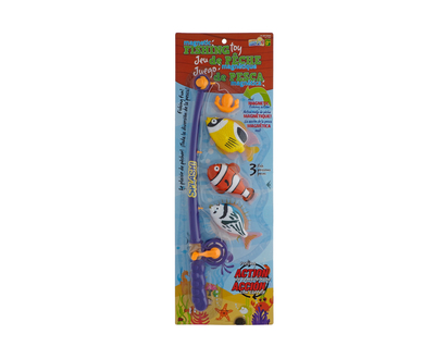 Plastic Fishing Rod With 3 Fish - 15"