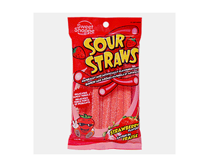 Pailles sures à saveur de fraise - 140g