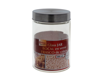 Bocal en verre avec couvercle en chrome