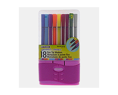 Marqueur à pointe fine assortis, 18pc - Boîte