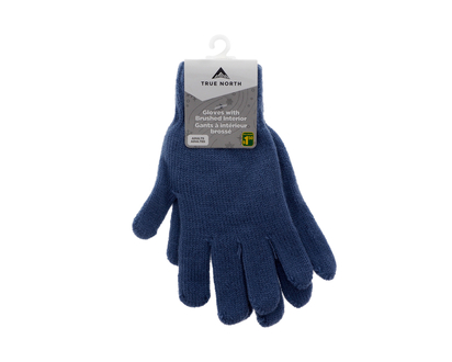 Adults Acrylic Knit Gloves, Brushed Int - one size