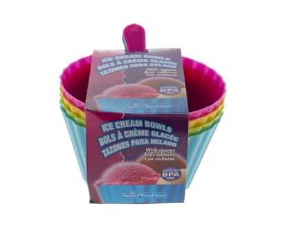 Set Plastic Ice Cream Bowls spoons, 4pc
