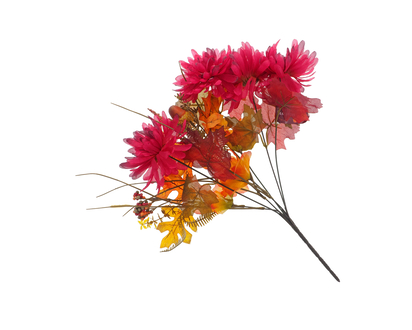 Halloween 7 Stem Bush w/Flowers&Pumpkins