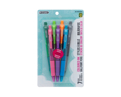Stylos à bille rétractables (Asst.), x7 - pqt7