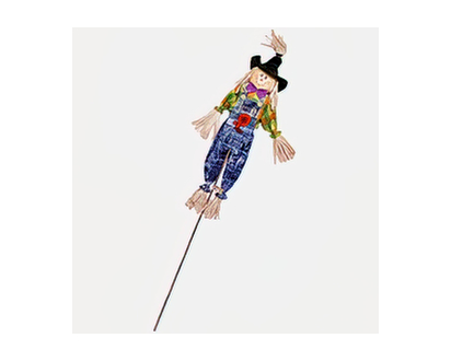 Halloween tall straw scarecrow on stake - 4'