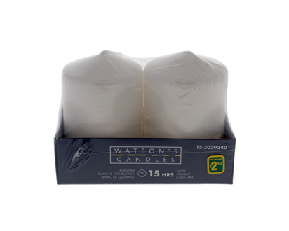 Unscented Candles, 2 Pack - 2" x 3"