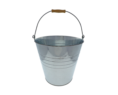 Large Tin Bucket w/Wood Handle - 14L