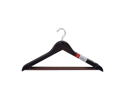 Wooden Hangers with Wooden Bar, 3 Pack