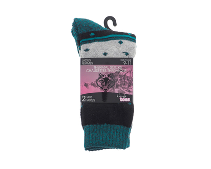 Ladies Melange Thermal Crew Socks 2pr - 9-11