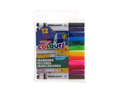 Mini feutres (Couleurs assorties), x12 - Pqt de 12