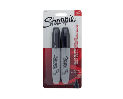 Sharpie - Black Chisel Markers - 2 pk