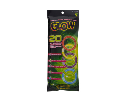 Glow Bracelets de fête scintillants, x20 - Pqt 20