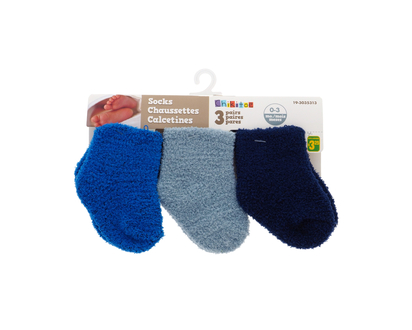 Infant Cozy Socks 0-3 mo., 3 un - 0-3m