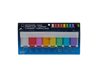 Keychain with Rack, 8 Pack