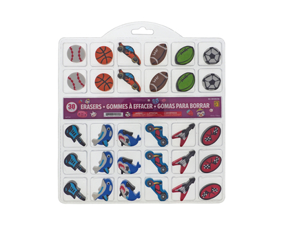 Diecut Character Erasers, 30pc - 30 pcs