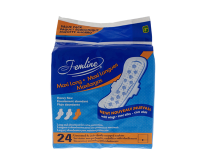 Sanitary Pads - Maxi Long 24 Pack - 24pk