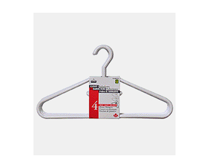 White heavy Duty Plastic Hangers, 4 Pack - 4pk