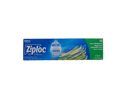 ZIPLOC Large Fresh Produce Bags, 15 Pack - 26.8x27.3cm