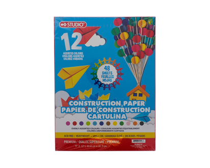 Construction Paper Assorted Colors, 48pc - 48pk