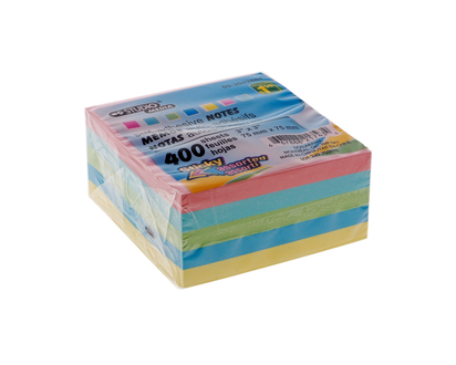 Self-Adhesive Notes(Asst. Colours)400Pk - 400 sheets,3" x 3"