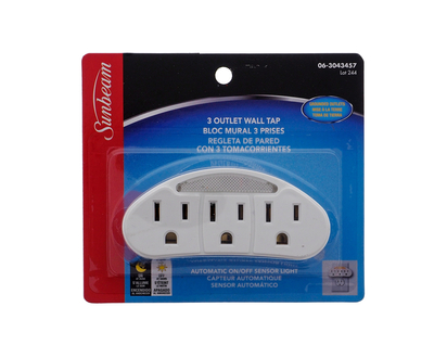 3 Outlet Tap with Sensor Night Light - 125 V