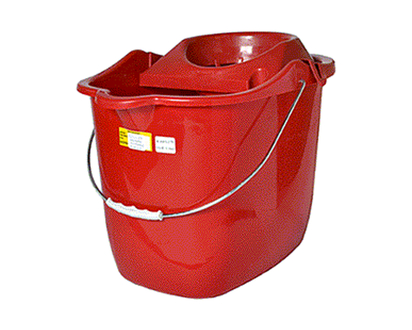 Red Bucket With Mop Wringer - 15 Liters