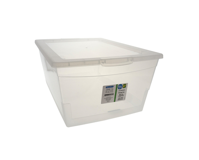 Clear Rect.Storage Box w/Cover - 15 L