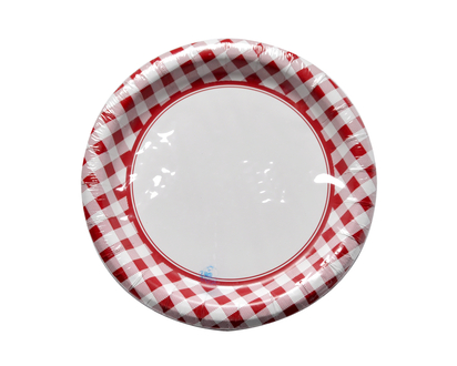 Round Gingham Paper Plates, 48pc - 6.75"