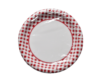 Round Gingham Paper Plates, 24pc - 10"