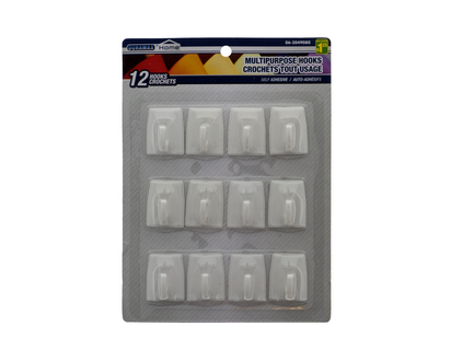 Self Adhesive Hooks, 16 Pack - 12pk